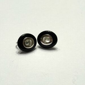 Liz & Co Vintage Black Acrylic and Silver Tone Clip on Earrings